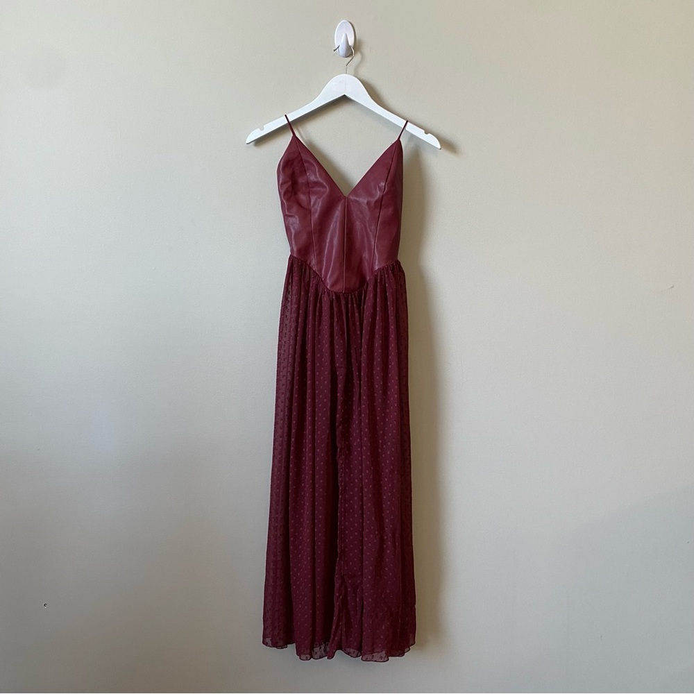 Free People Bedhead Ballerina burgundy red Jacquard a-line dress - Picture 2 of 11